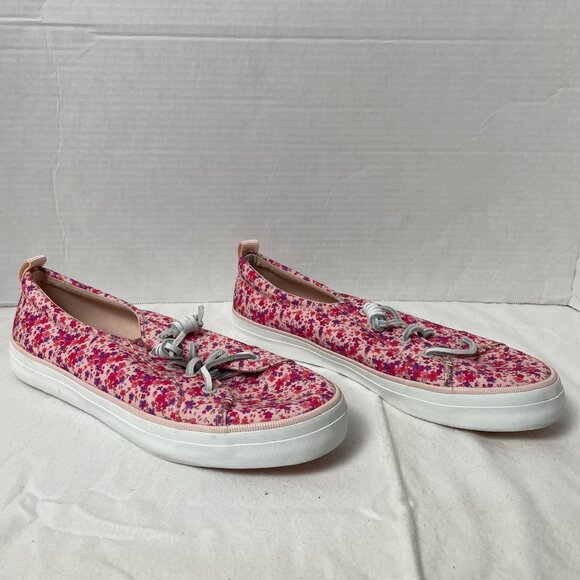 Speery Pink and White Canvas Sneakers with Floral Design - Picture 3 of 9